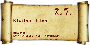 Kloiber Tibor névjegykártya